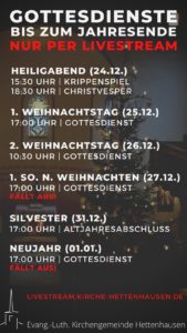 Weihnachten Livestream